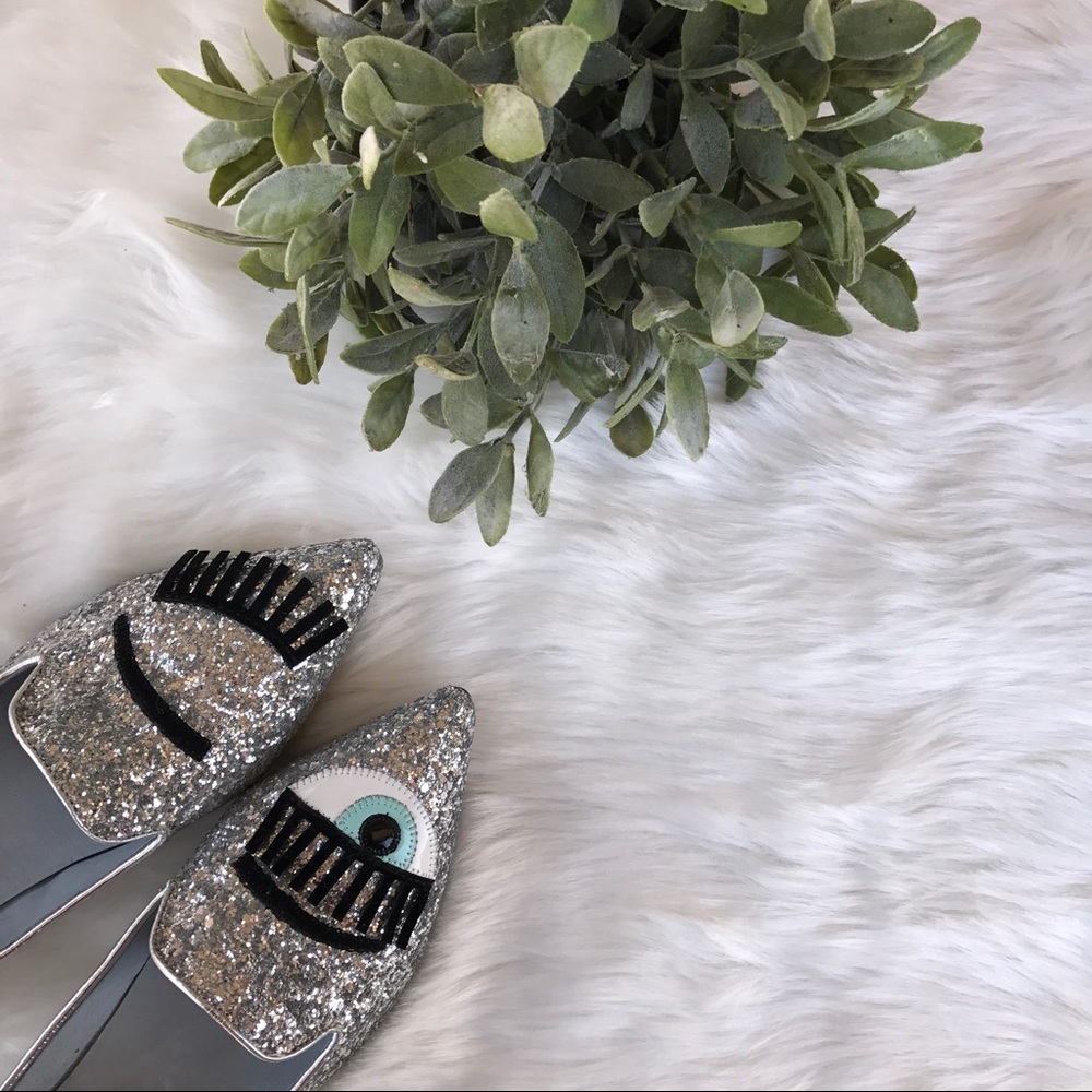 Metallic glittery pointy loafers - Picture 3 of 8